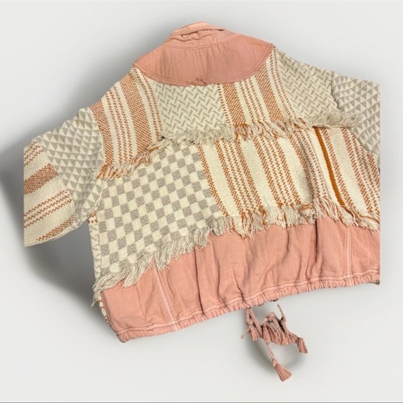 Free People Everything Nice Jacket Sugar Rose Combo M Pink Floral Boho EUC - Picture 4 of 5